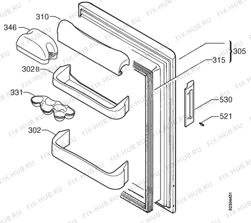 Взрыв-схема холодильника Zanussi ZT164R - Схема узла Door 003